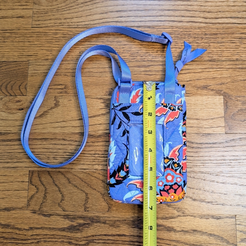 Vera Bradley RFID Mini Cellphone Crossbody Mural Garden Blue Purple Pink Print - Picture 3 of 6